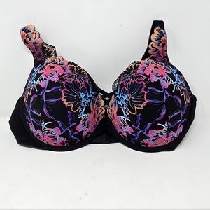 Torrid women 40D XO plunge push up padded underwire bra dark Fairy Whimsy Goth